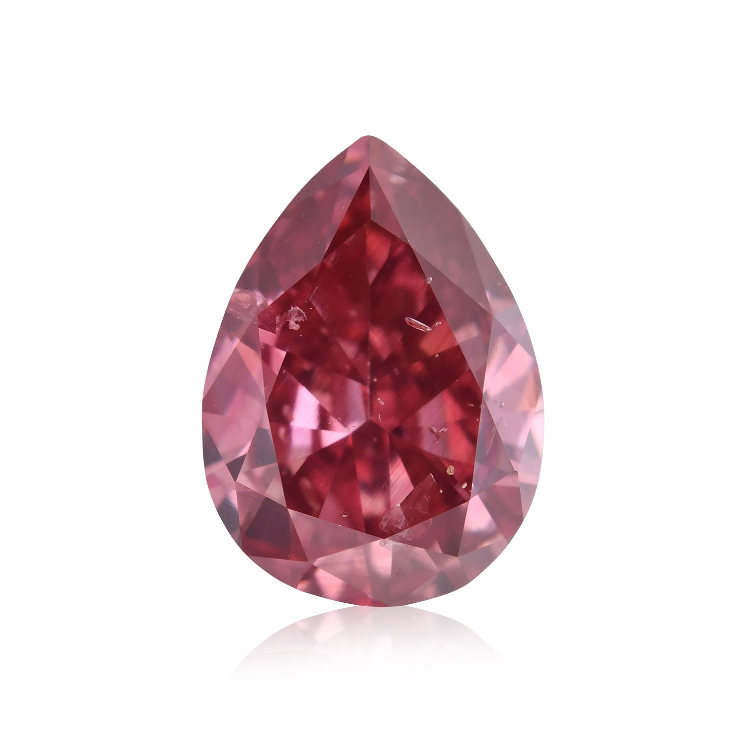 0.72 Carat Fancy Red Pear Diamond I1 GIA