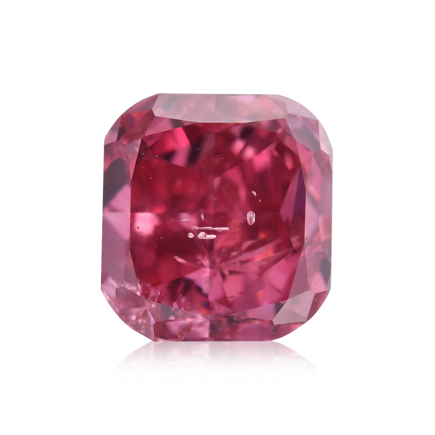 0.51 Carat Fancy Purplish Red Cushion Diamond I1 GIA