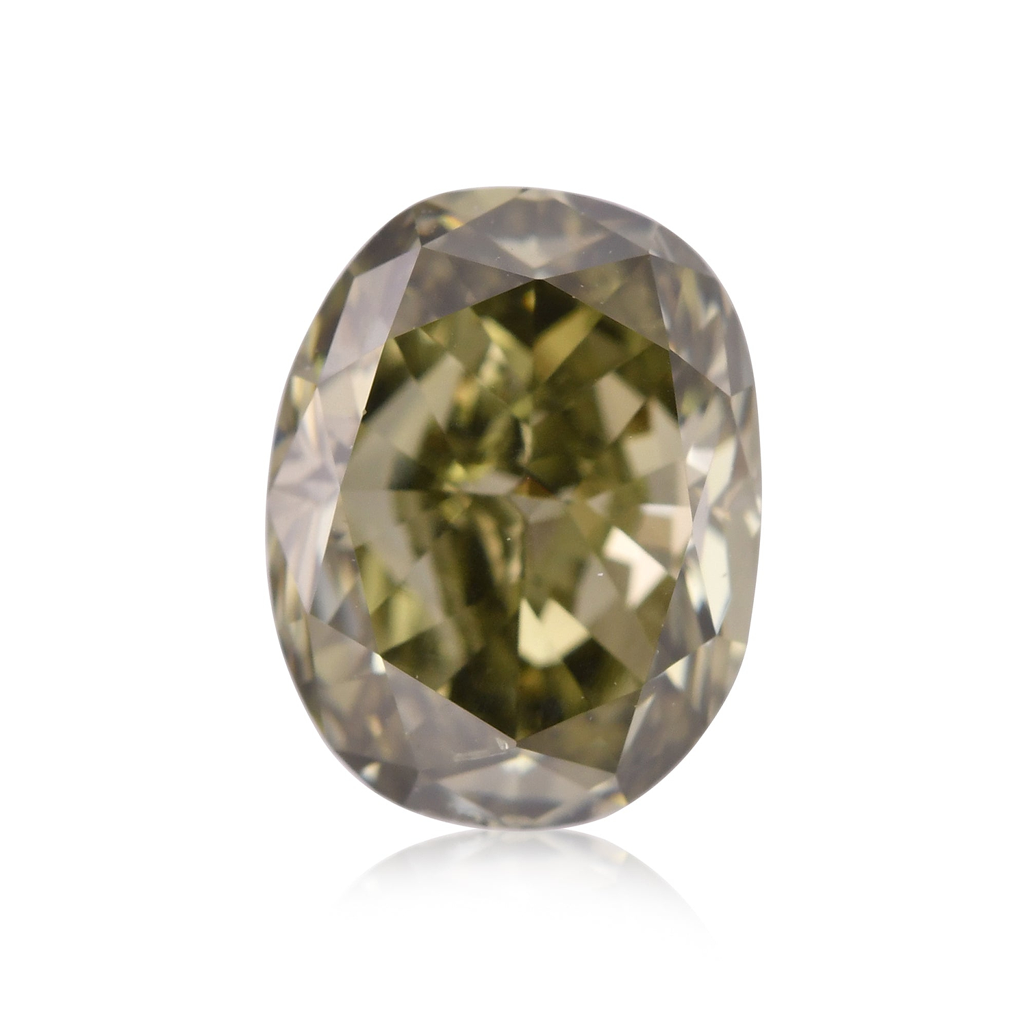 1.41 Carat Fancy Deep Grayish Yellowish Green Oval Diamond VS2 GIA