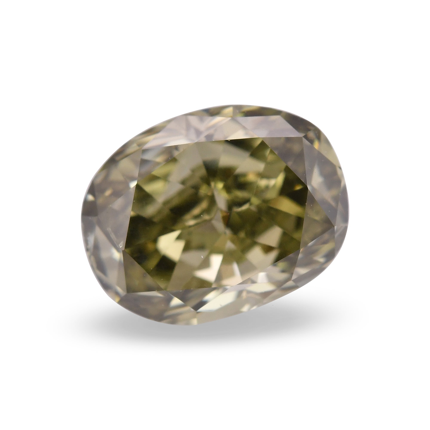 1.41 Carat Fancy Deep Grayish Yellowish Green Oval Diamond VS2 GIA