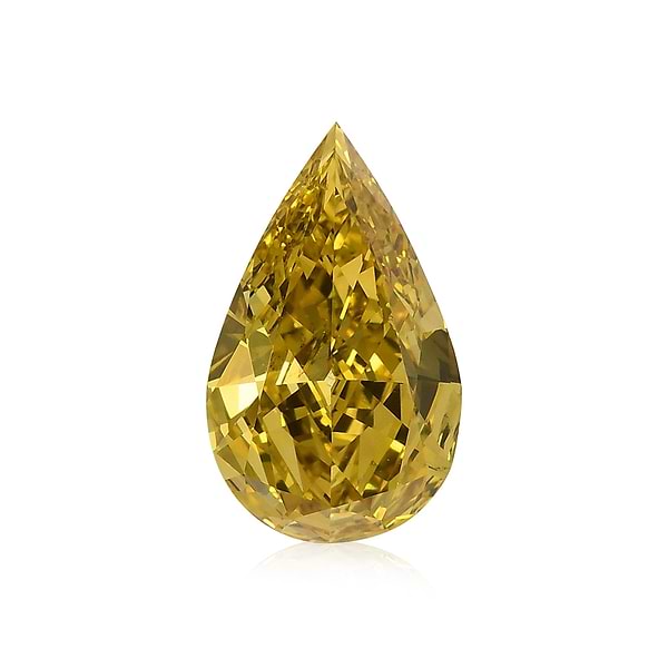 2.05 Carat Fancy Intense Yellow Pear Diamond VS2 GIA & HRD