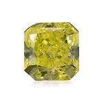 0.61 Carat Fancy Vivid Green Yellow Radiant Diamond VS2 GIA