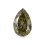 0.64 Carat Fancy Deep Grayish Yellowish Green Pear Diamond SI2 GIA