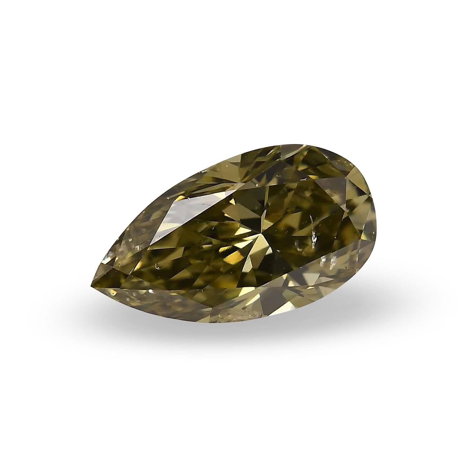 0.44 Carat Fancy Deep Grayish Yellowish Green Pear Diamond SI2 GIA