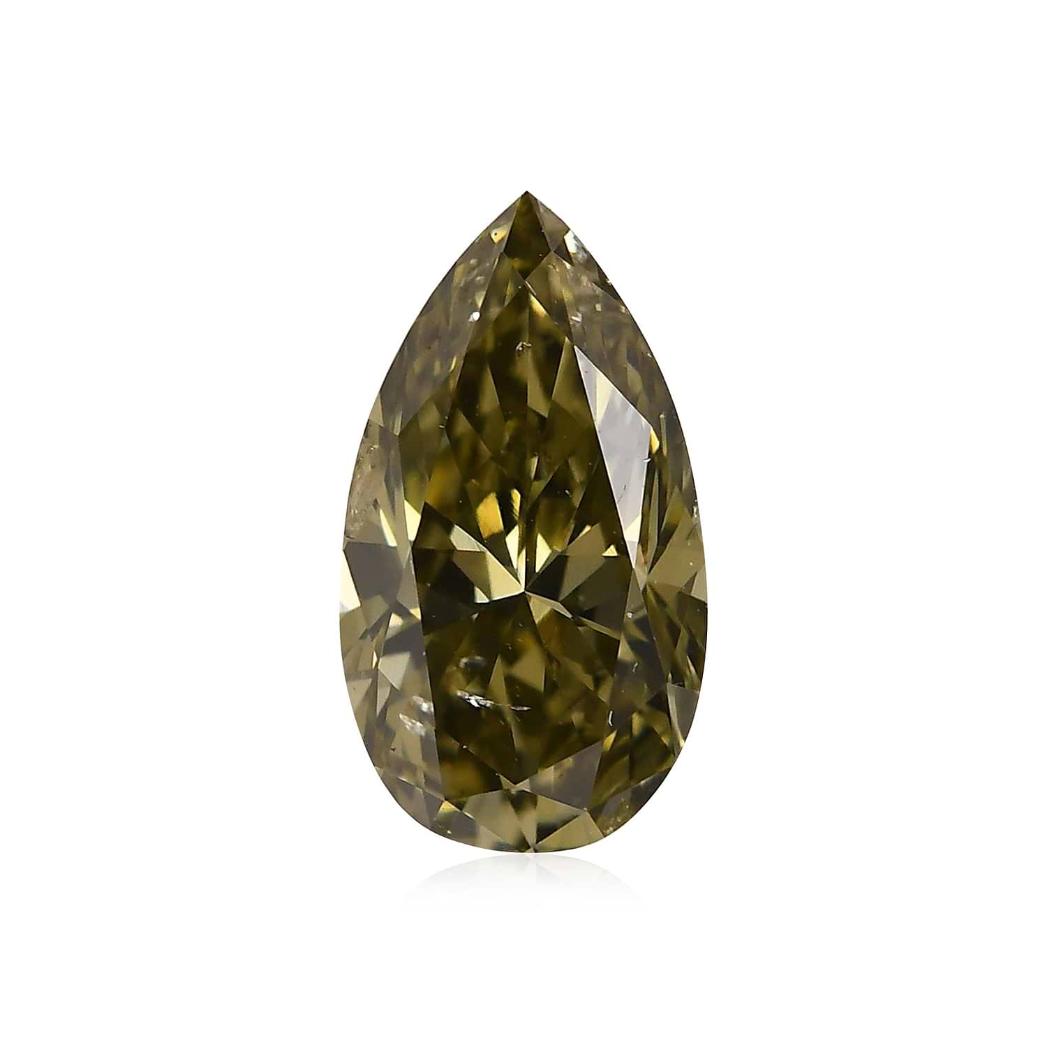 0.44 Carat Fancy Deep Grayish Yellowish Green Pear Diamond SI2 GIA