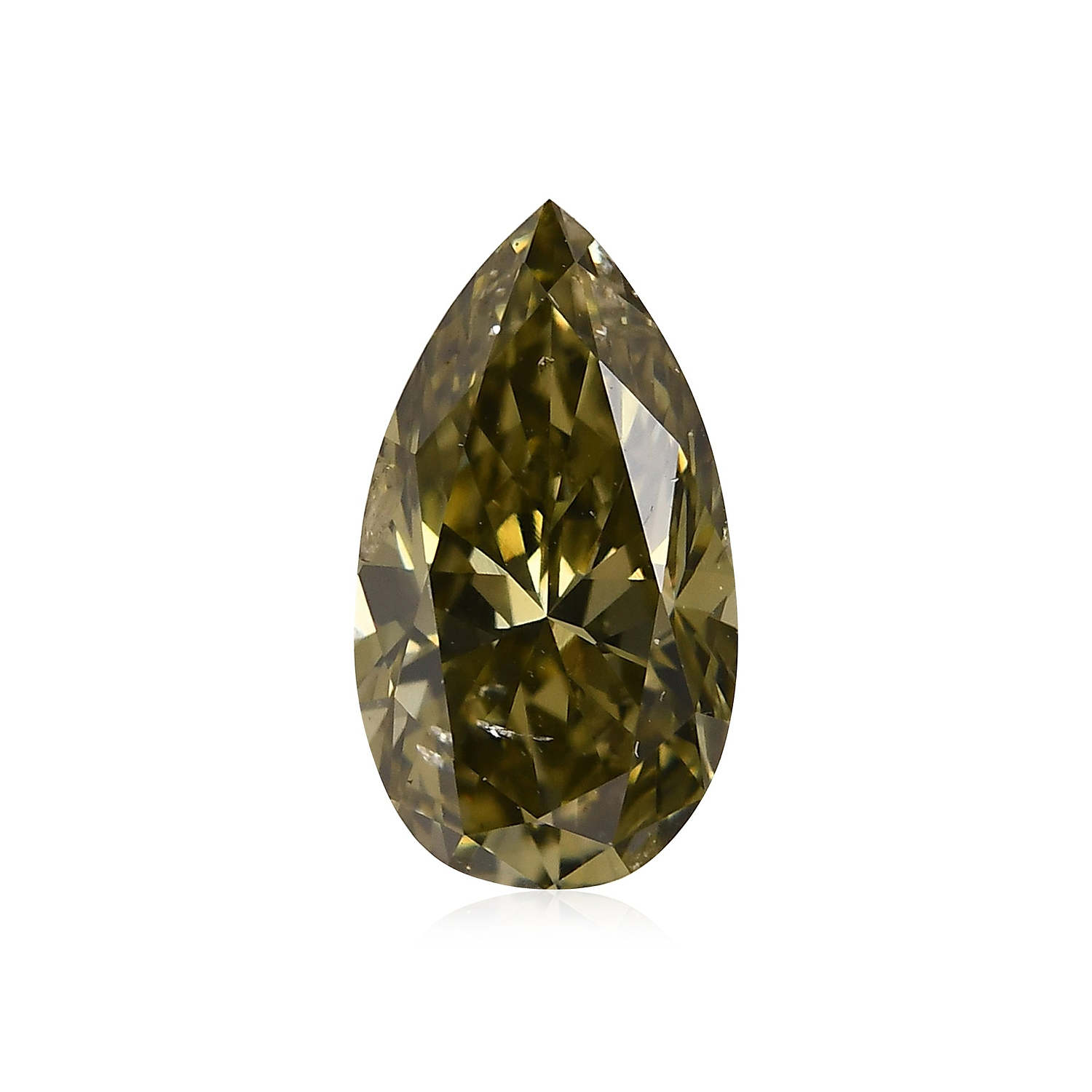 0.44 Carat Fancy Deep Grayish Yellowish Green Pear Diamond SI2 GIA