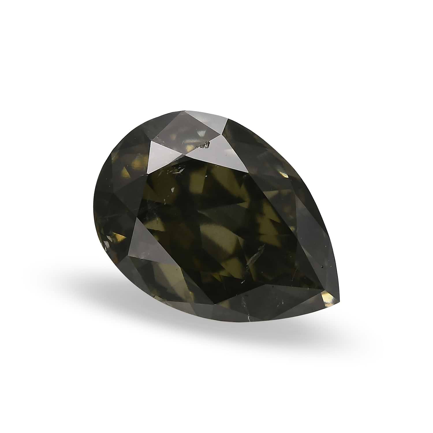 2.73 Carat Fancy Dark Gray Yellowish Green Pear Diamond SI2 GIA