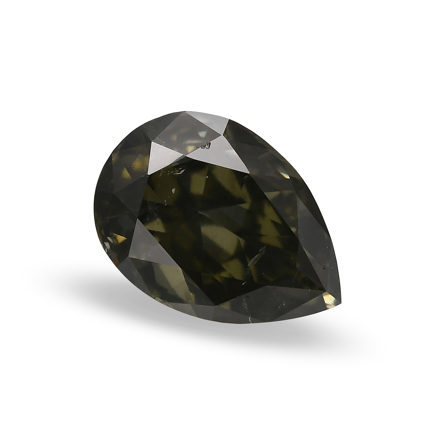 2.73 Carat Fancy Dark Gray Yellowish Green Pear Diamond SI2 GIA