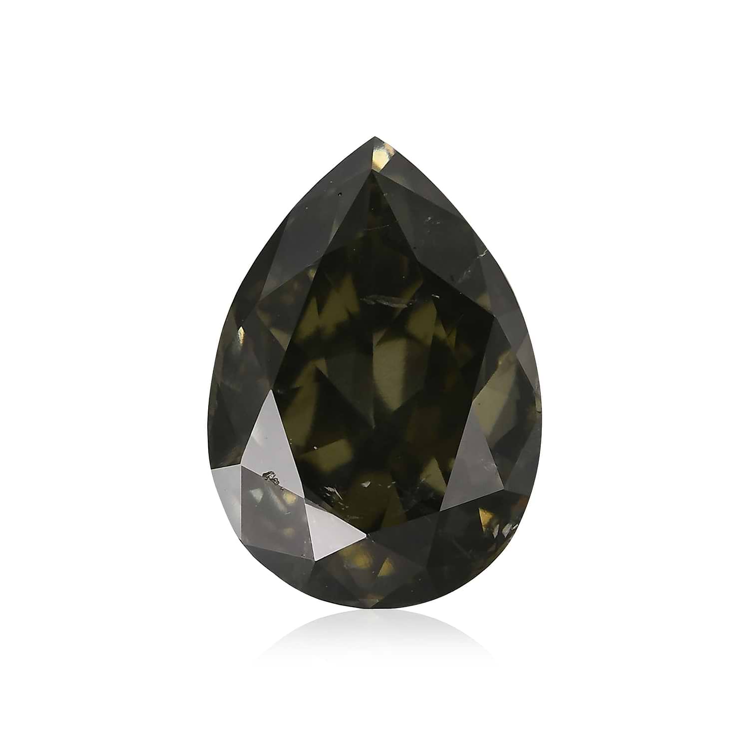 2.73 Carat Fancy Dark Gray Yellowish Green Pear Diamond SI2 GIA