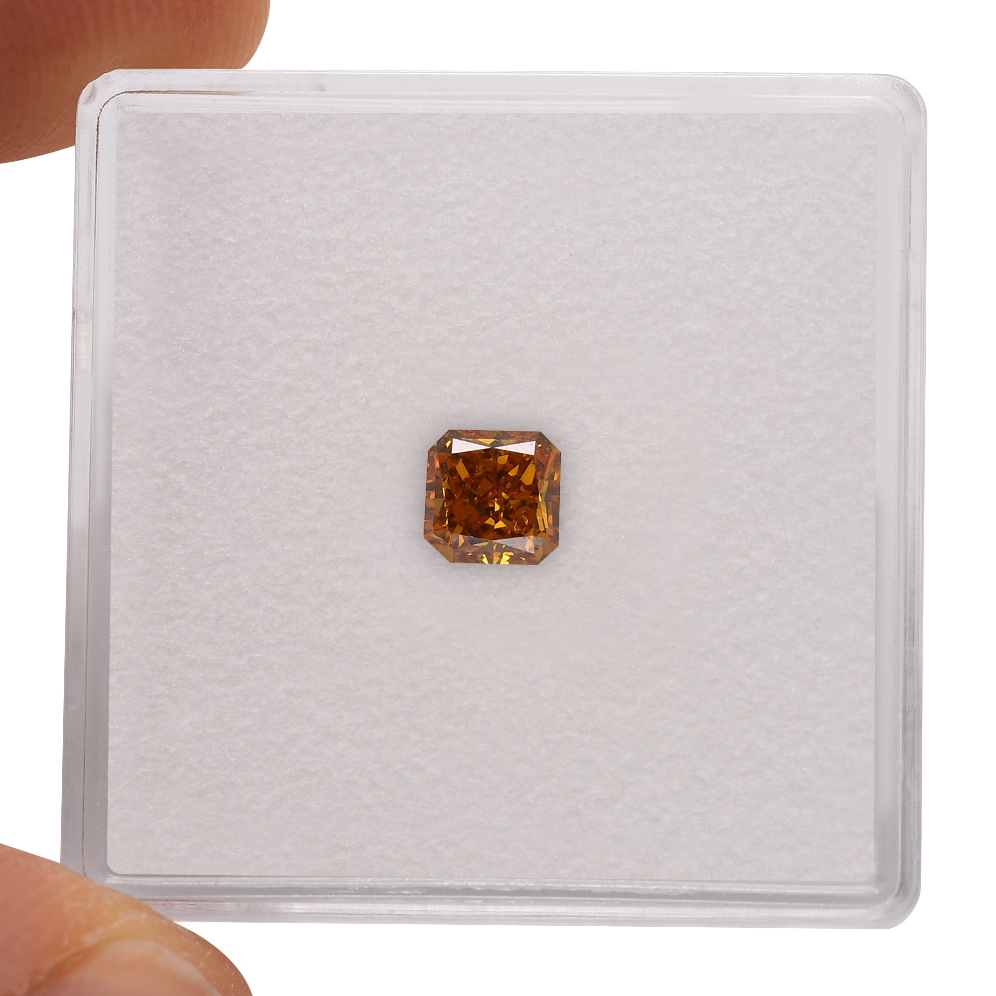 0.54 Carat Fancy Deep Brownish Yellowish Orange Radiant Diamond I1