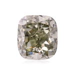 0.65 Carat Fancy Dark Gray Yellowish Green Cushion Diamond I1 GIA