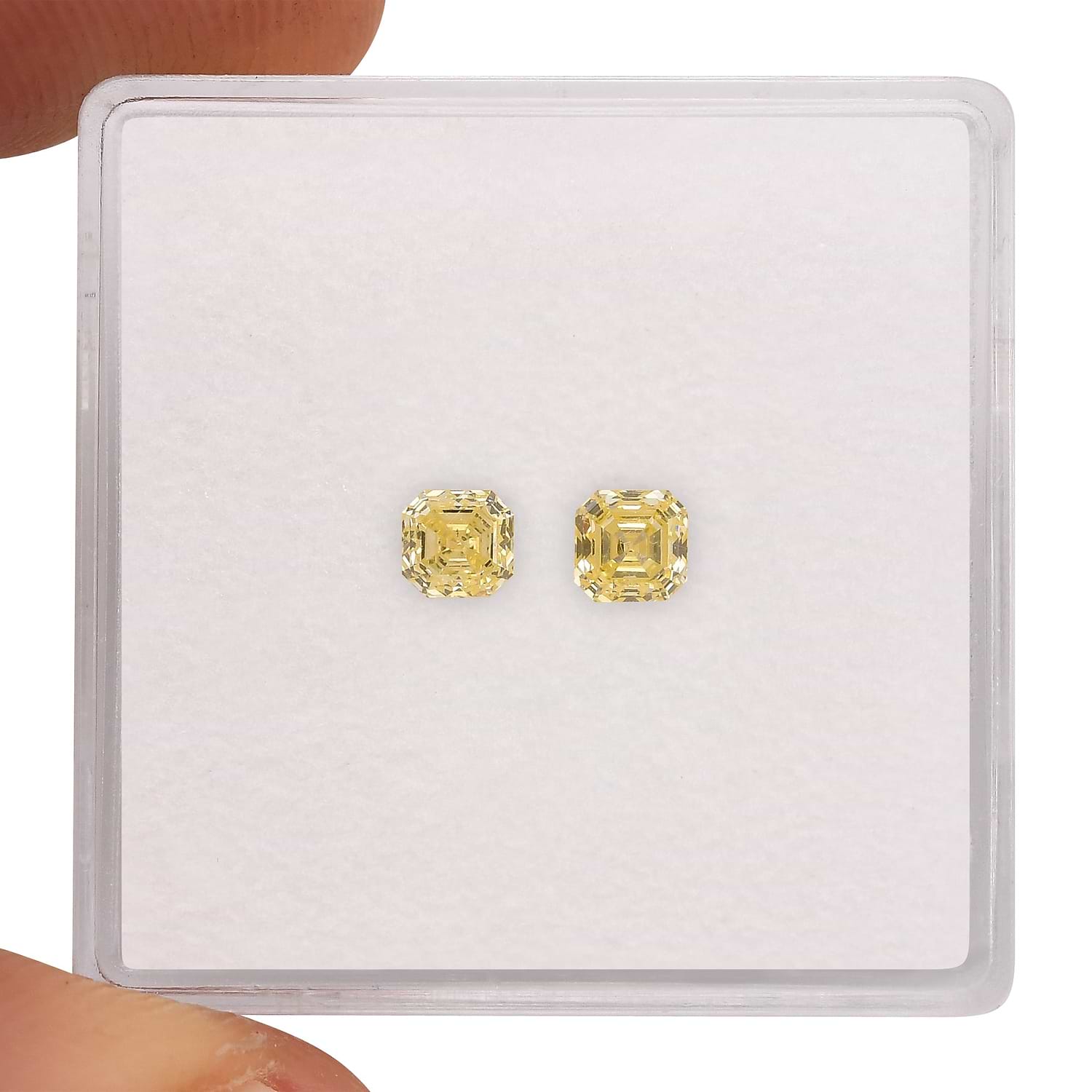 0.52 Carat Fancy Yellow Asscher Diamonds (VS2)
