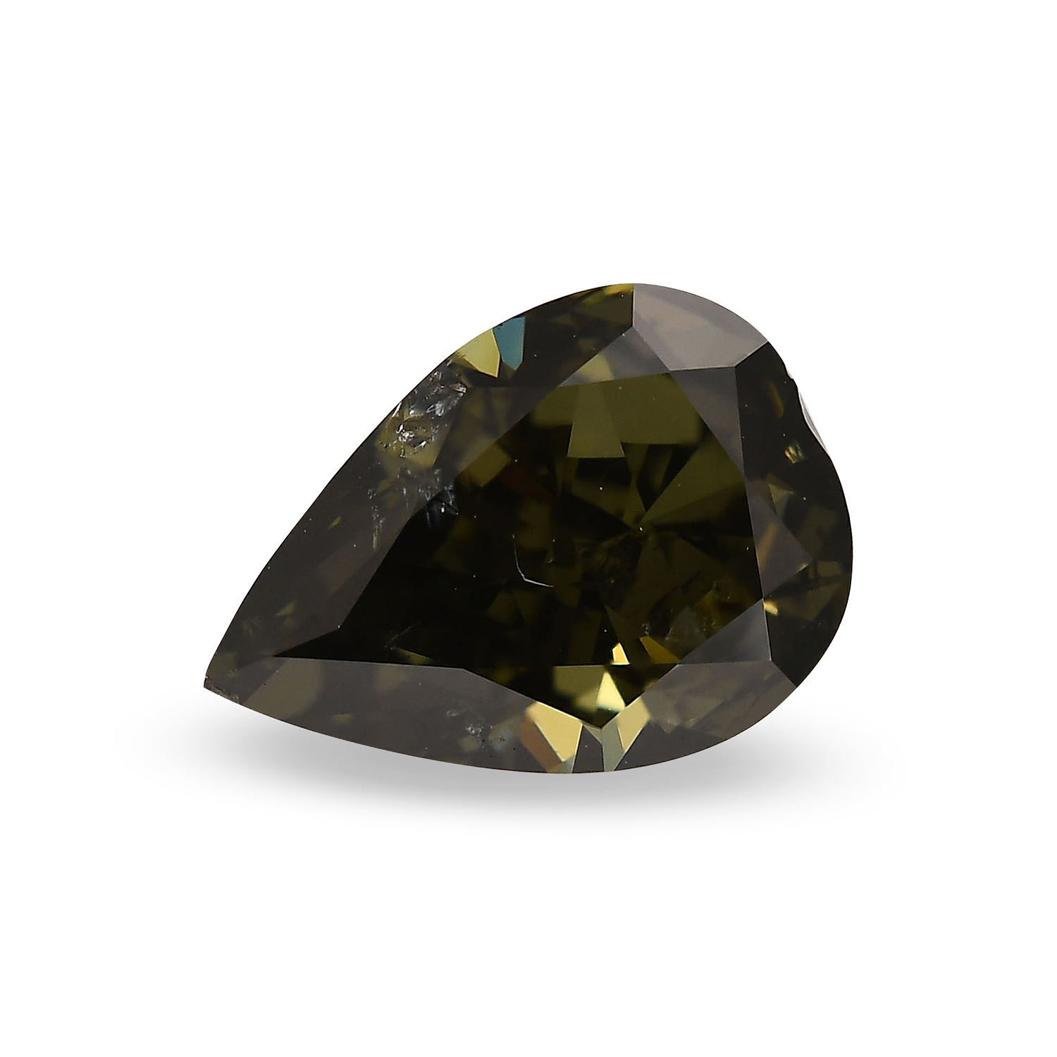 2.01 Carat Fancy Dark Gray Yellowish Green Pear Diamond (VS2) GIA