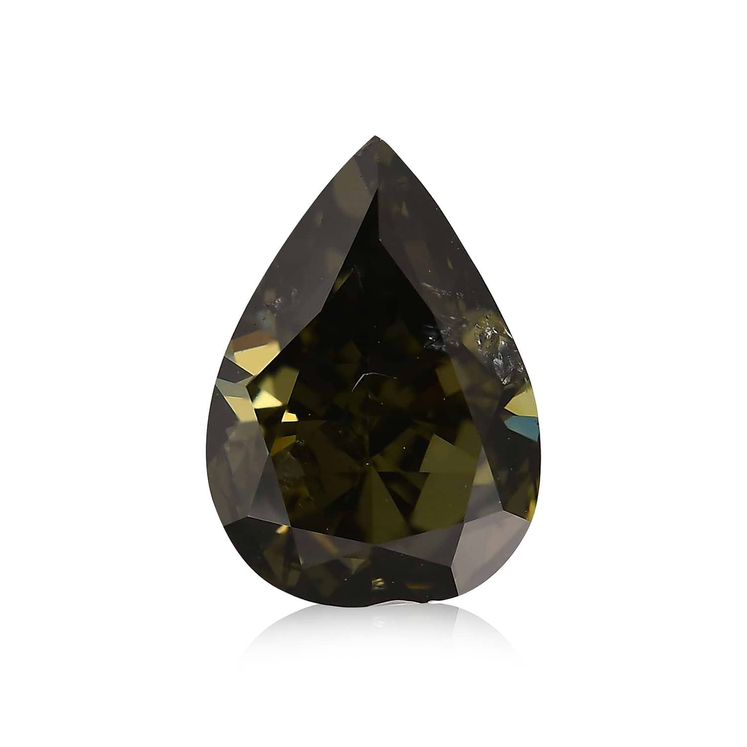 2.01 Carat Fancy Dark Gray Yellowish Green Pear Diamond (VS2) GIA