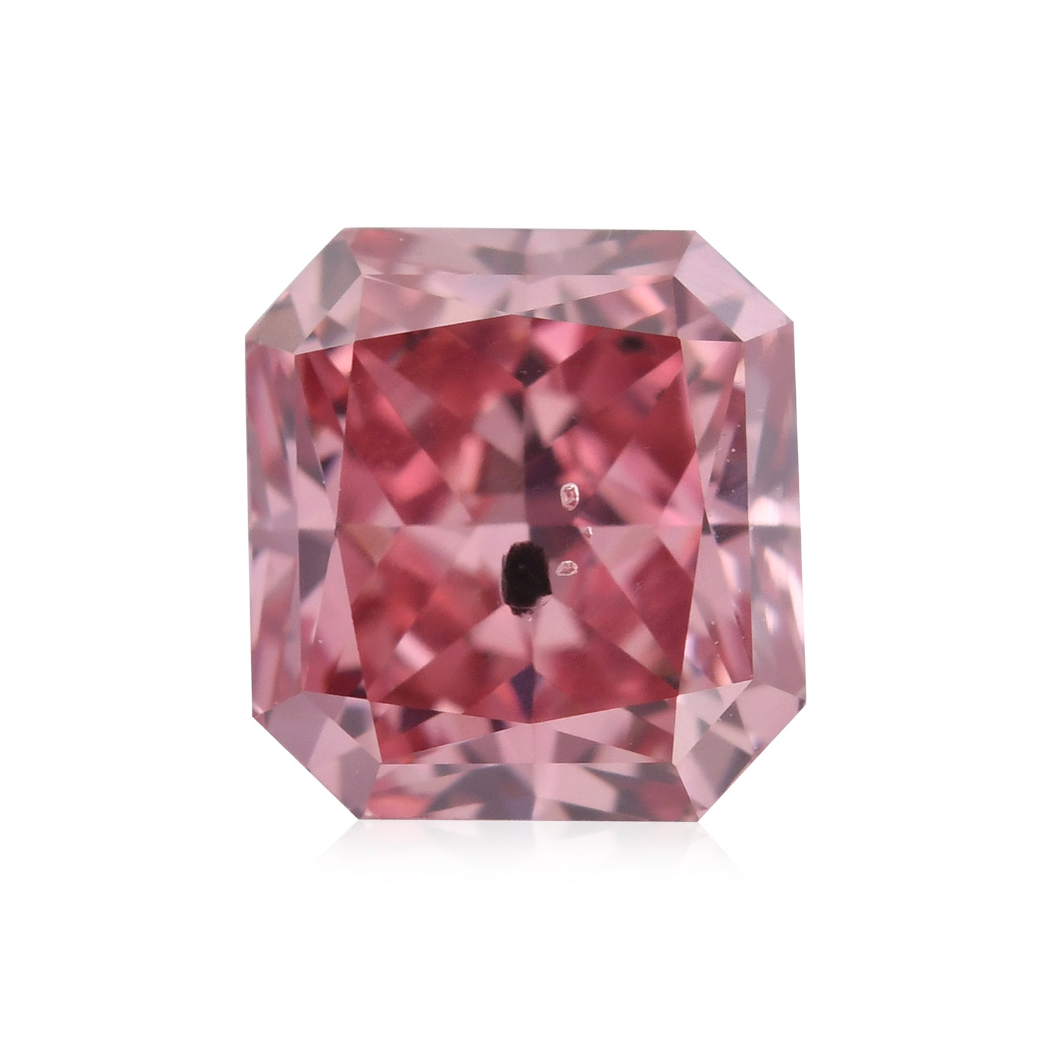 0.69 Carat Fancy Deep Pink Radiant Diamond I1 GIA
