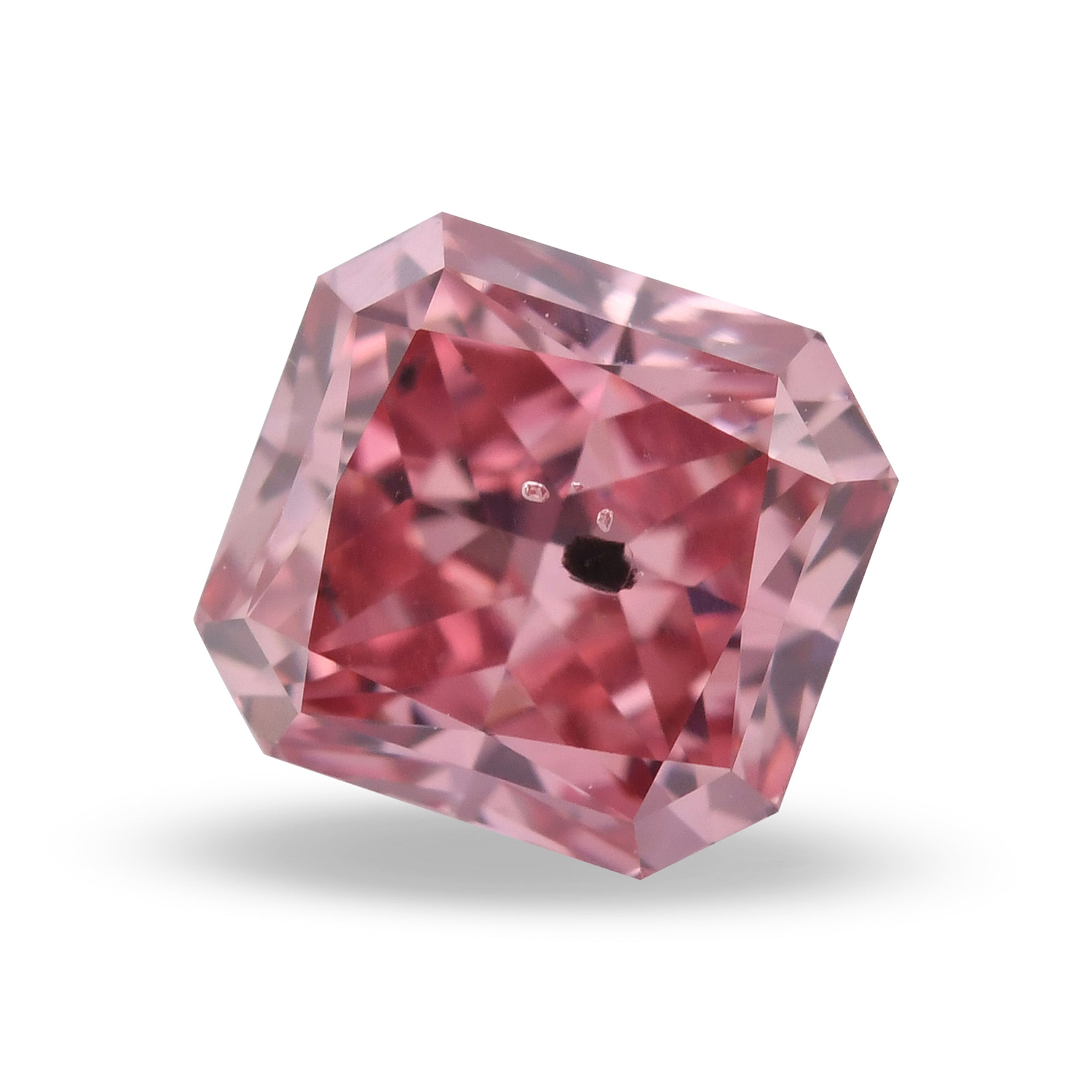 0.69 Carat Fancy Deep Pink Radiant Diamond I1 GIA