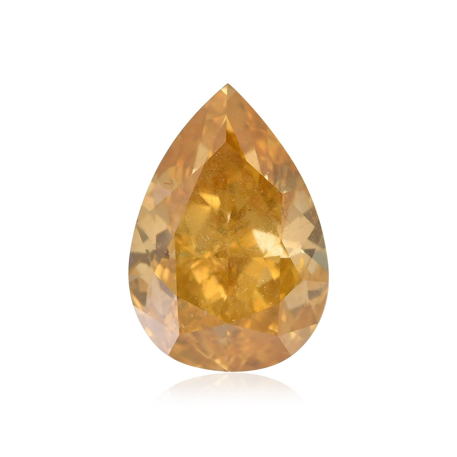 1.50 Carat Fancy Intense Orange Yellow Pear Diamond I1 GIA