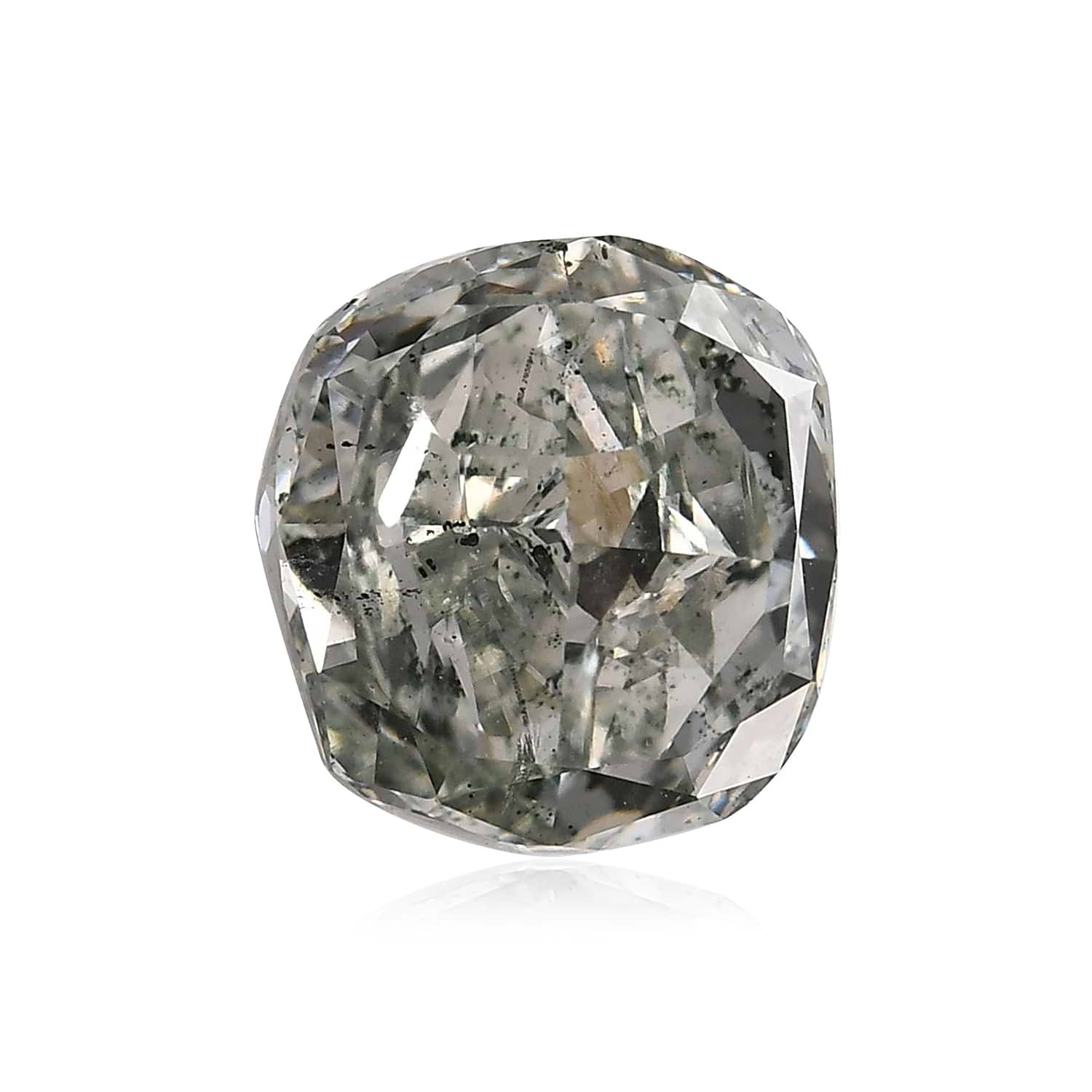 2.15 Carat Fancy Gray Green Cushion Diamond SI2 GIA