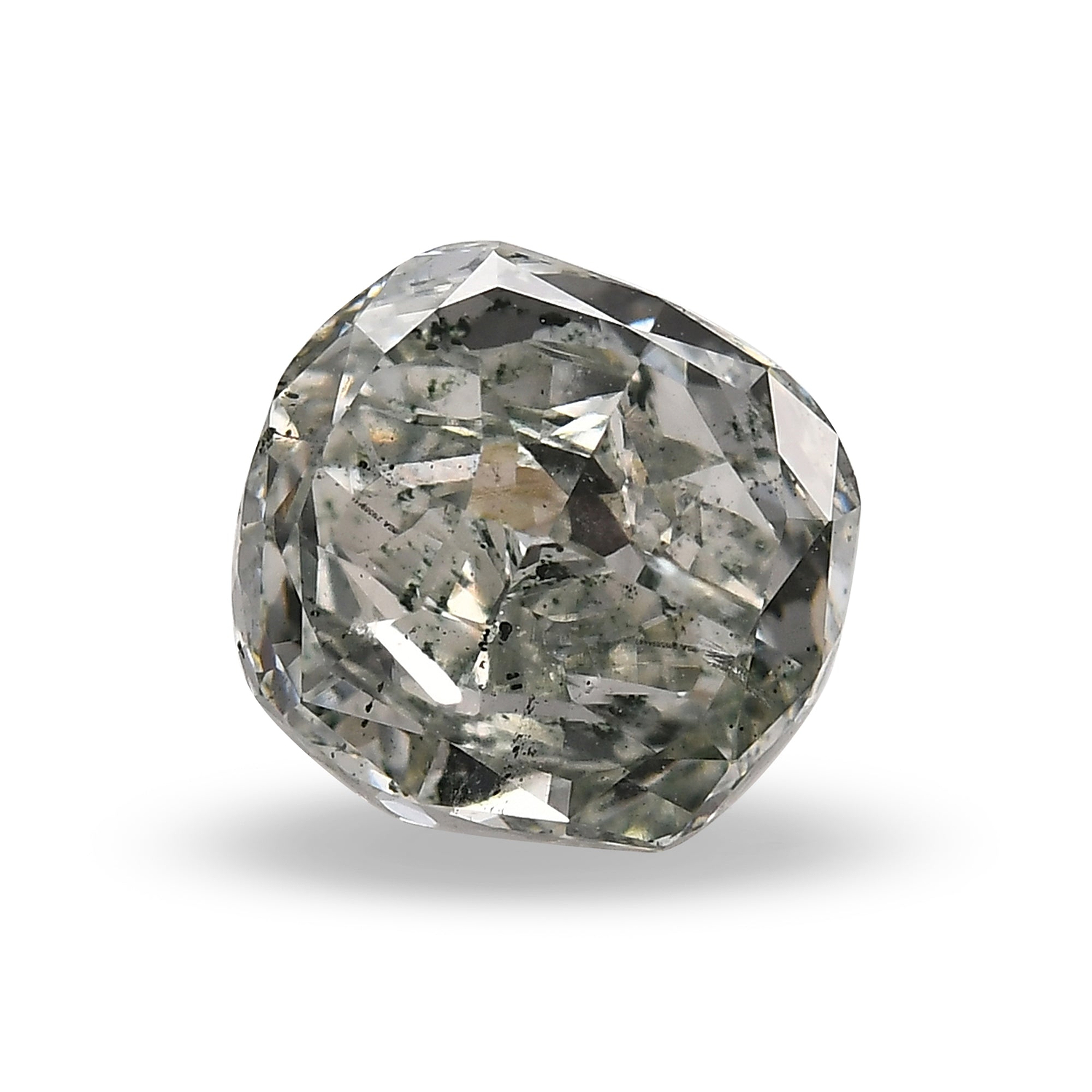 2.15 Carat Fancy Gray Green Cushion Diamond SI2 GIA