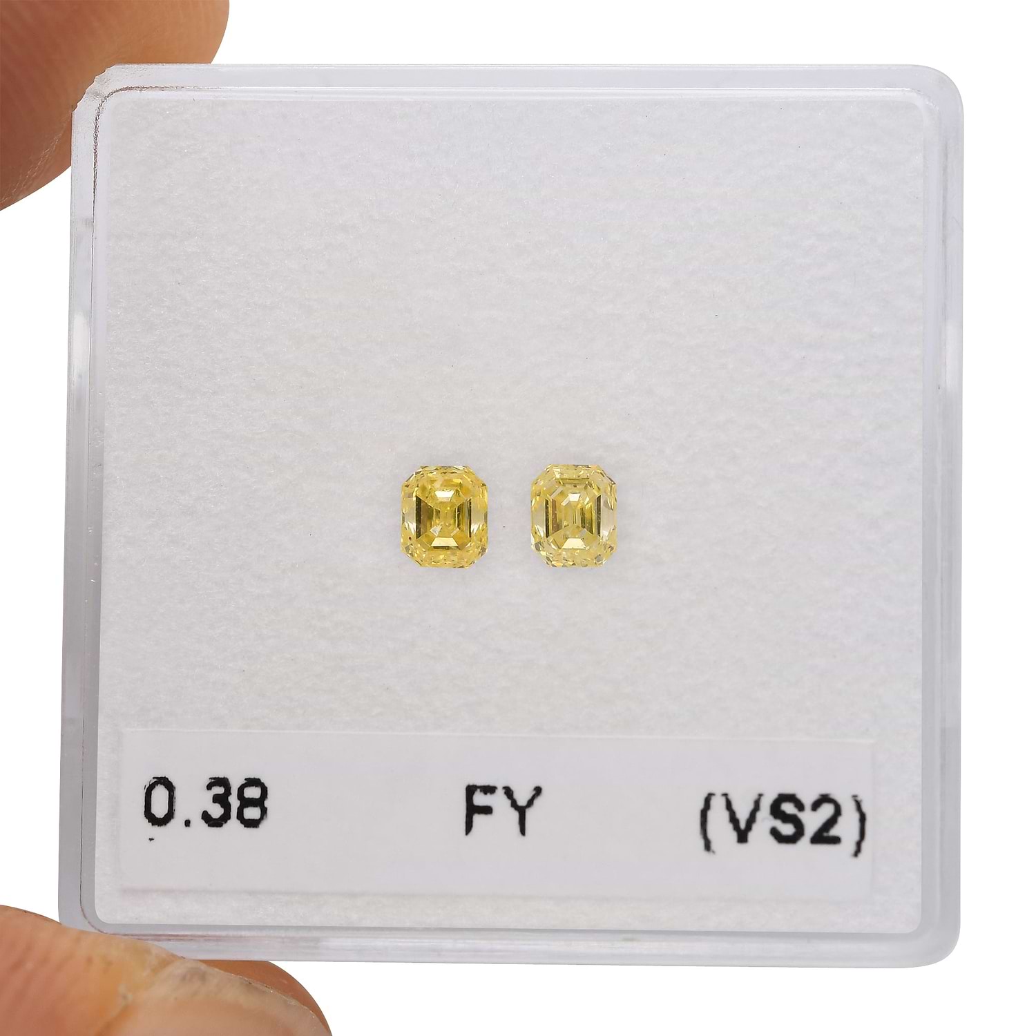 0.38 Carat Fancy Yellow Asscher Diamonds (VS2)