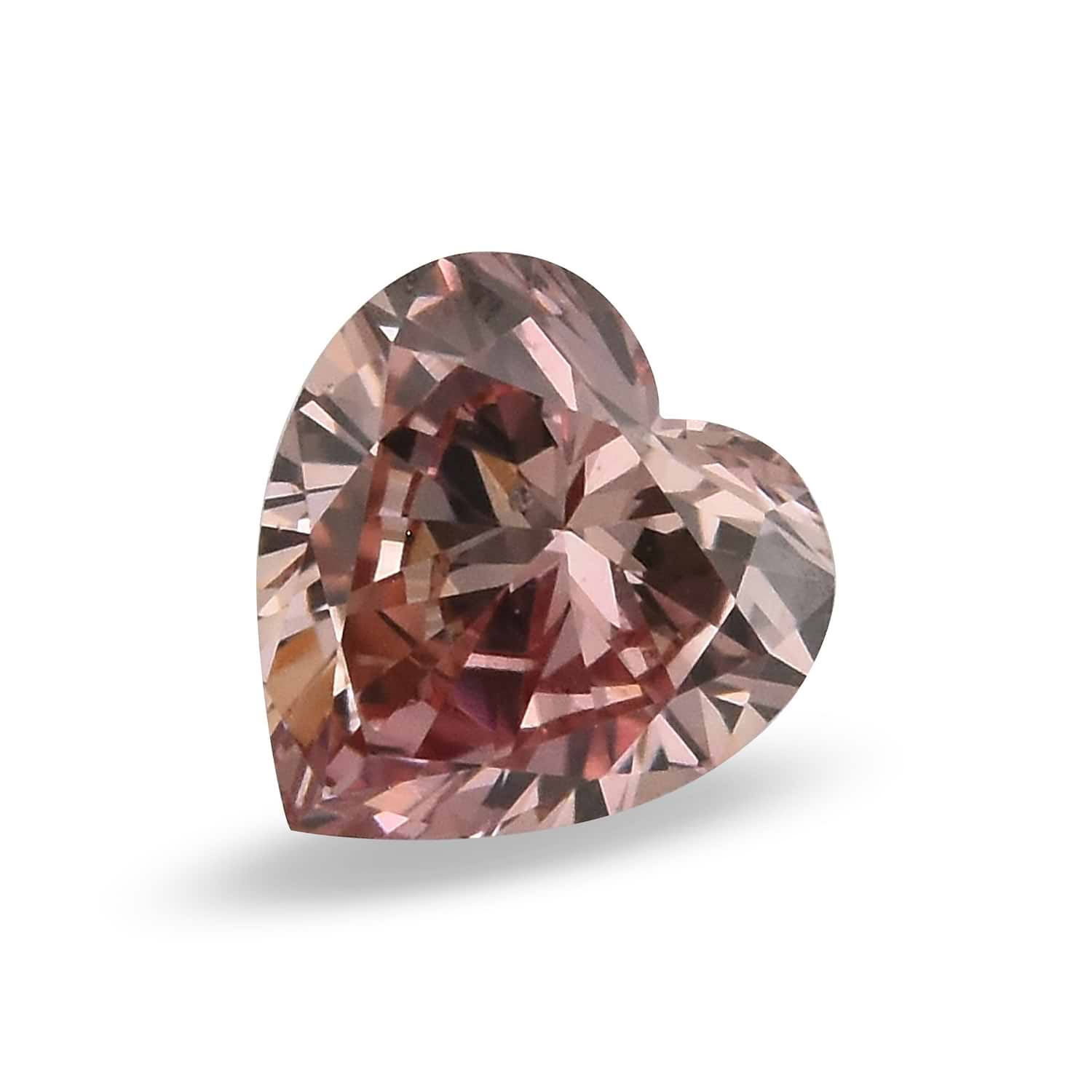 0.12 Carat Fancy Orangy Pink HEART Diamond (SI2) GIA