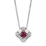 Extraordinary Round Red Ruby and Diamond Halo Pendant