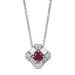 Extraordinary Round Red Ruby and Diamond Halo Pendant