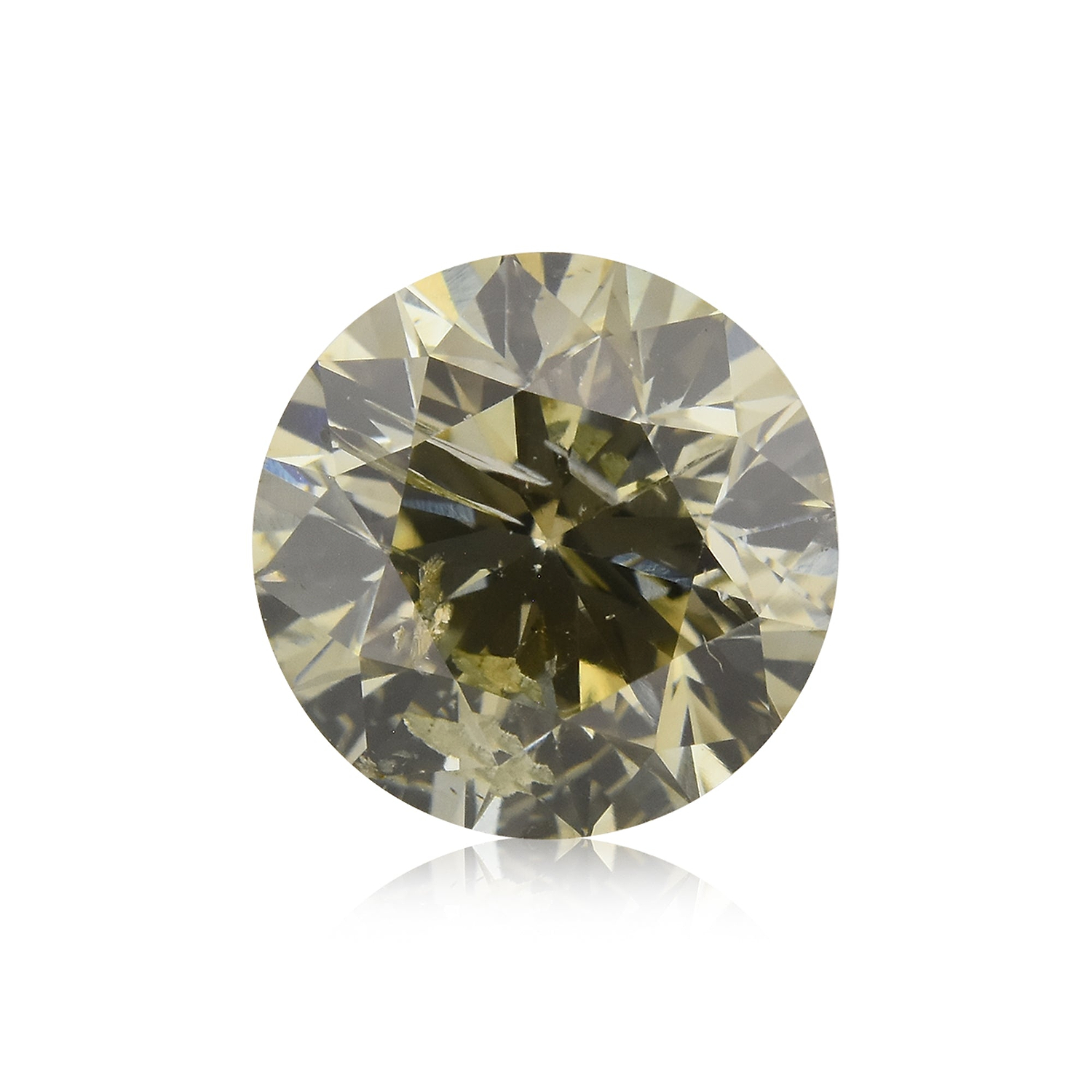 1.02 Carat Fancy Dark Green Gray Round Brilliant Diamond (I2) GIA