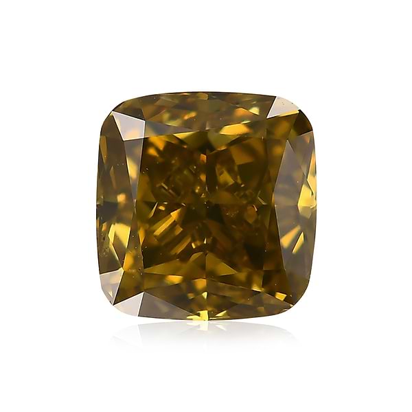 2.01 Carat Fancy Deep Brown Greenish Yellow Cushion Diamond SI1 GIA