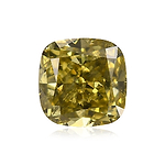 0.73 Carat Fancy Deep Grayish Greenish Yellow Cushion Diamond SI2 GIA