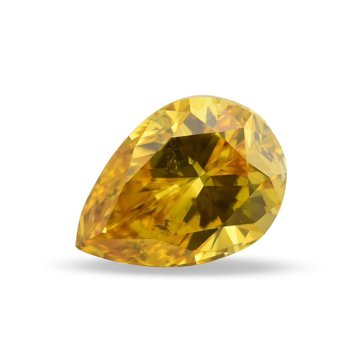 0.54 Carat Fancy Deep Orangy Yellow Pear Diamond SI2 GIA