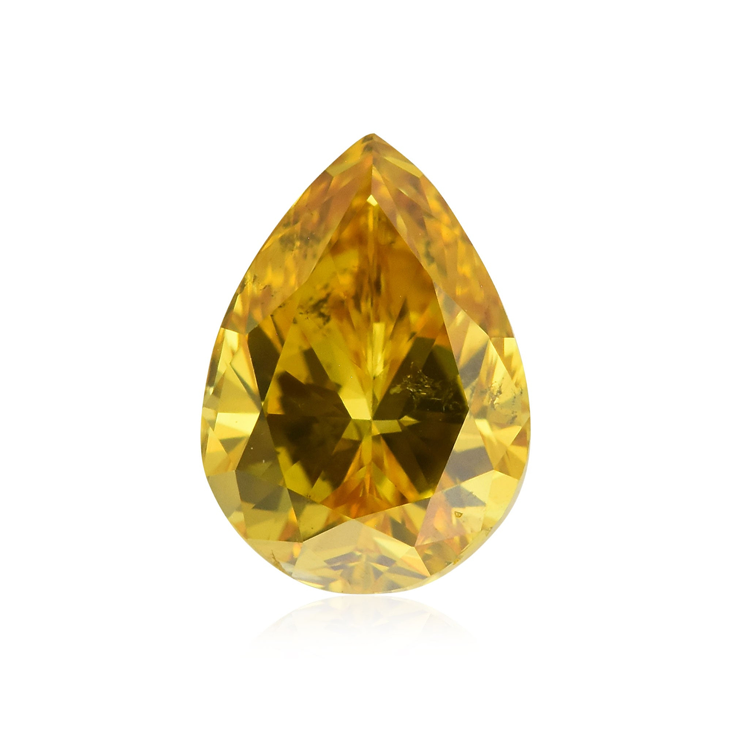 0.54 Carat Fancy Deep Orangy Yellow Pear Diamond SI2 GIA