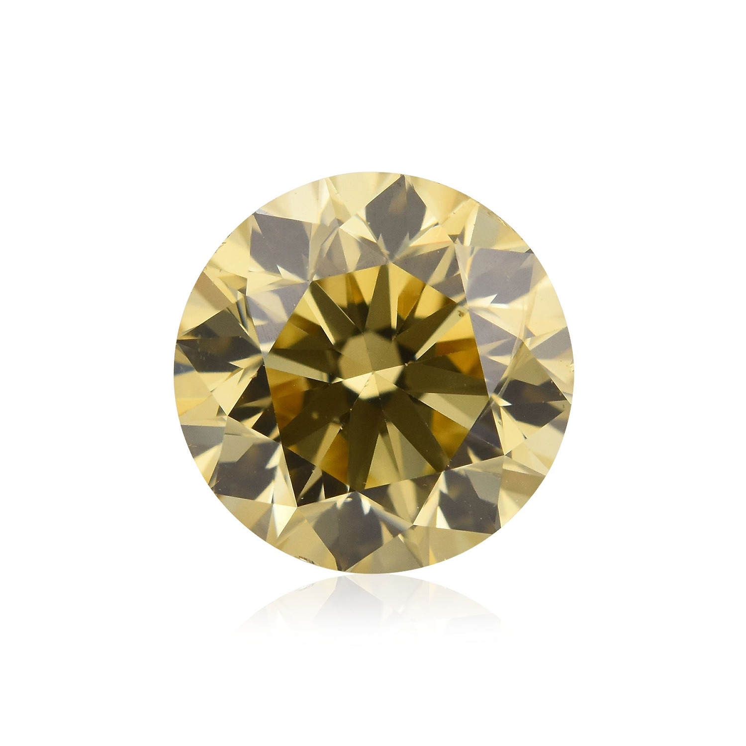 0.96 Carat Fancy Brownish Greenish Yellow Round Brillant Diamond SI2 GIA