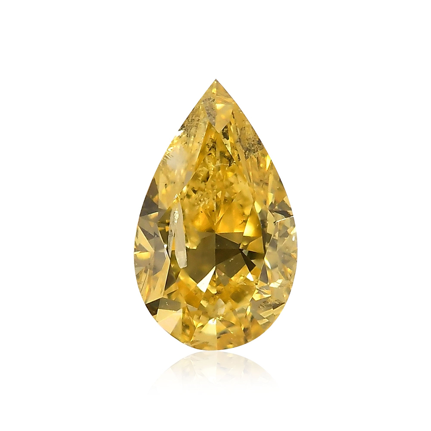 0.77 Carat Fancy Intense Yellow Pear Diamond (SI2) GIA