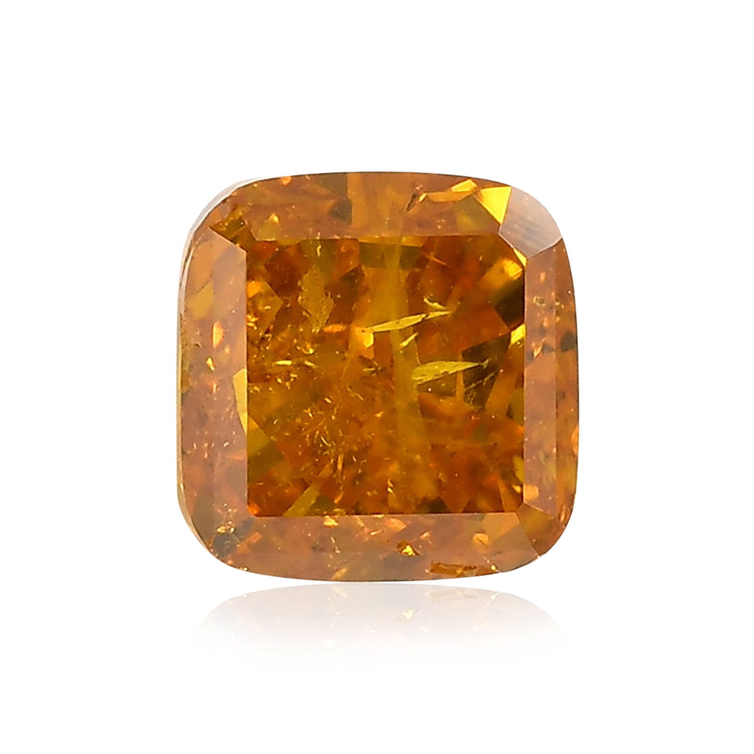 0.96 Carat Fancy Vivid Yellow Orange Cushion Diamond (SI2) GIA