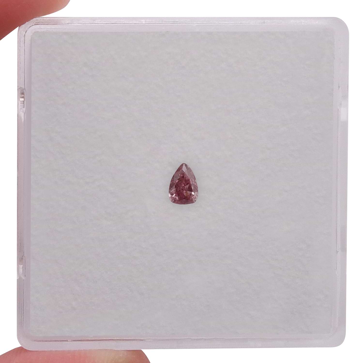 0.09 Carat Fancy Deep Pink Pear Diamond (I1) GIA