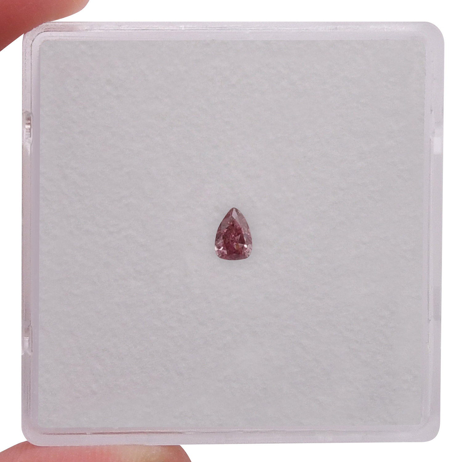 0.09 Carat Fancy Deep Pink Pear Diamond (I1) GIA