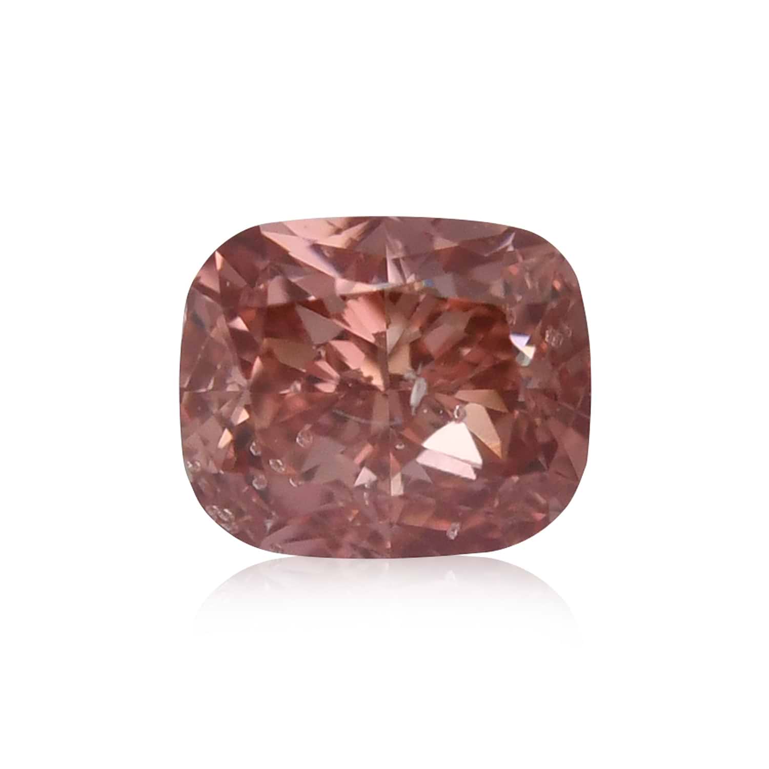 0.21 Carat Fancy Deep Orangy Pink Cushion Diamond I1 GIA