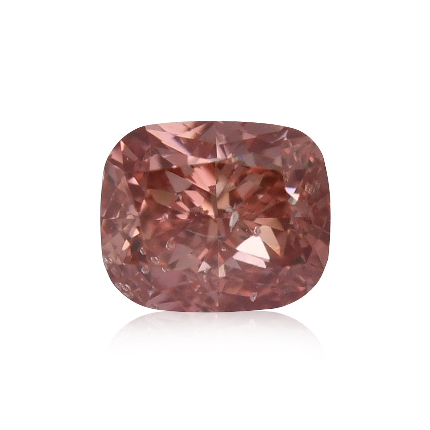 0.21 Carat Fancy Deep Orangy Pink Cushion Diamond I1 GIA