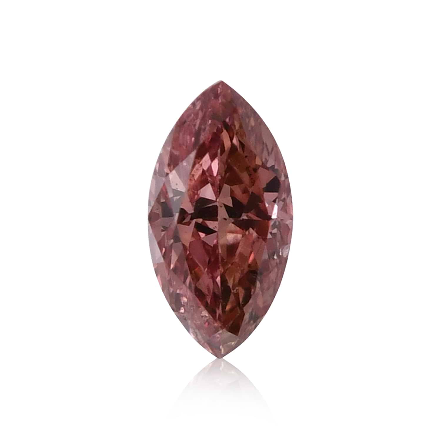 0.17 Carat Fancy Deep Orangy Pink Marquise Diamond I1 GIA