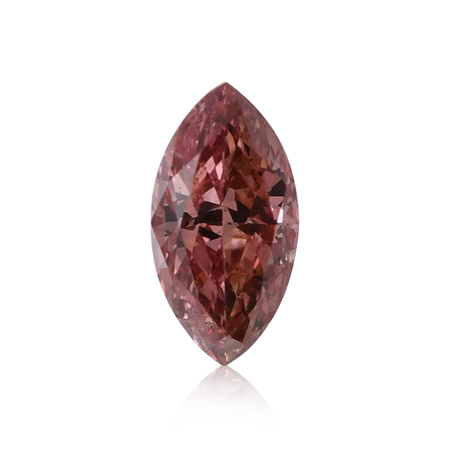 0.17 Carat Fancy Deep Orangy Pink Marquise Diamond I1 GIA