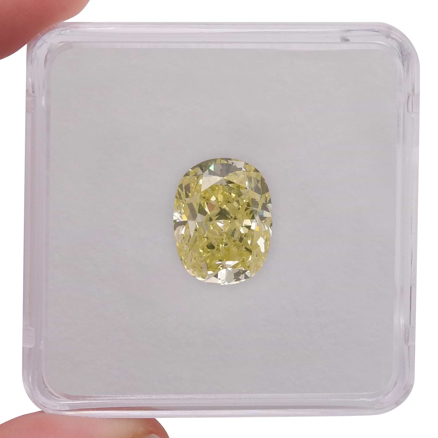 6.16 Carat Fancy Light Yellow Cushion Diamond SI2 GIA