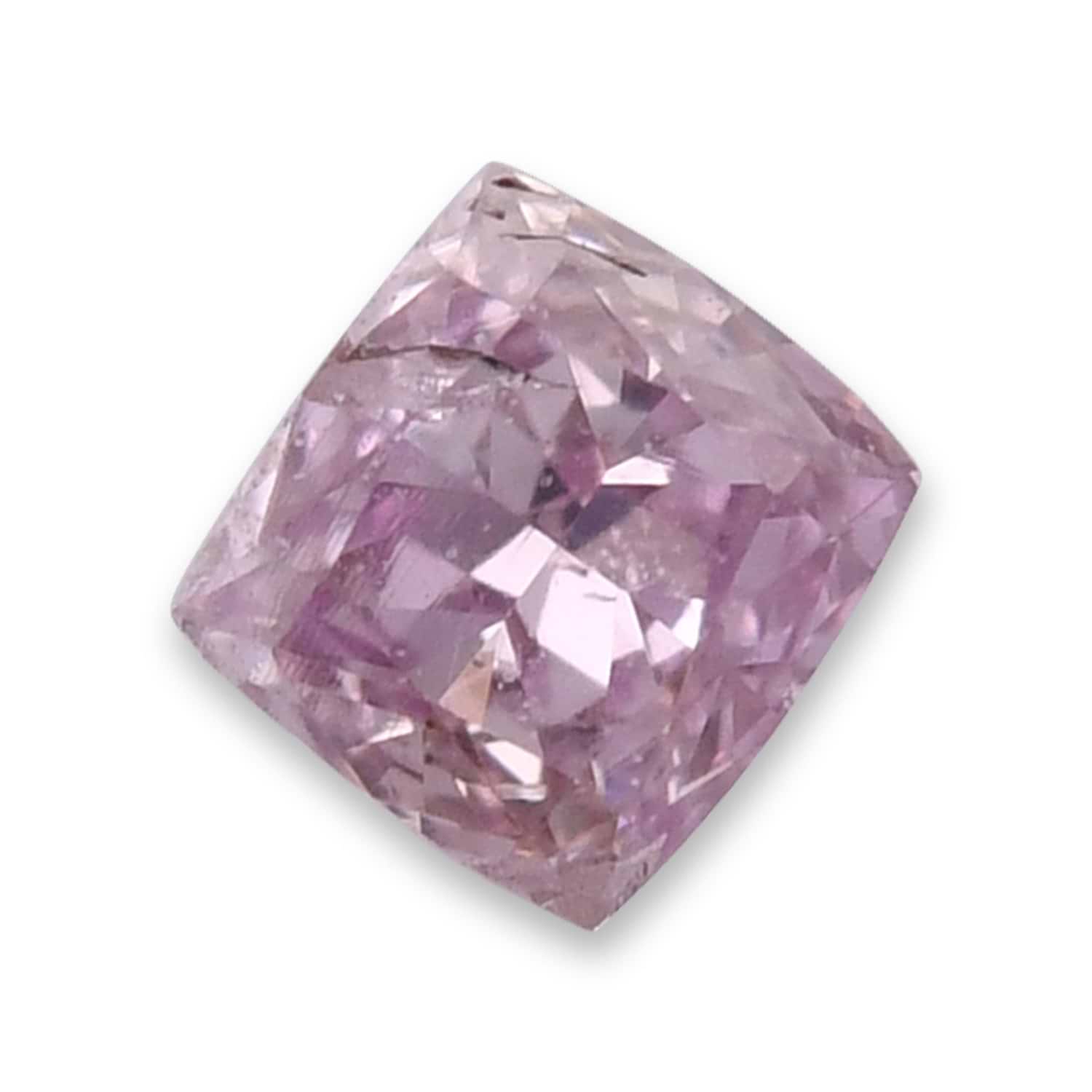 0.07 Carat Fancy Purple Pink Cushion Diamond (I1) GIA