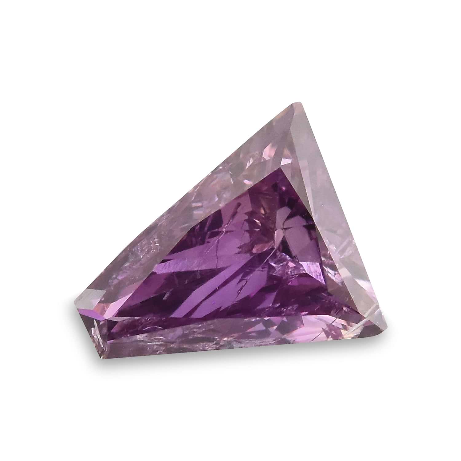 0.39 Carat Fancy Deep Pink Purple Trapezoid Diamond I1 GIA