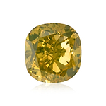 3.04 Carat Fancy Deep Greenish Yellow Cushion Diamond VVS2 GIA