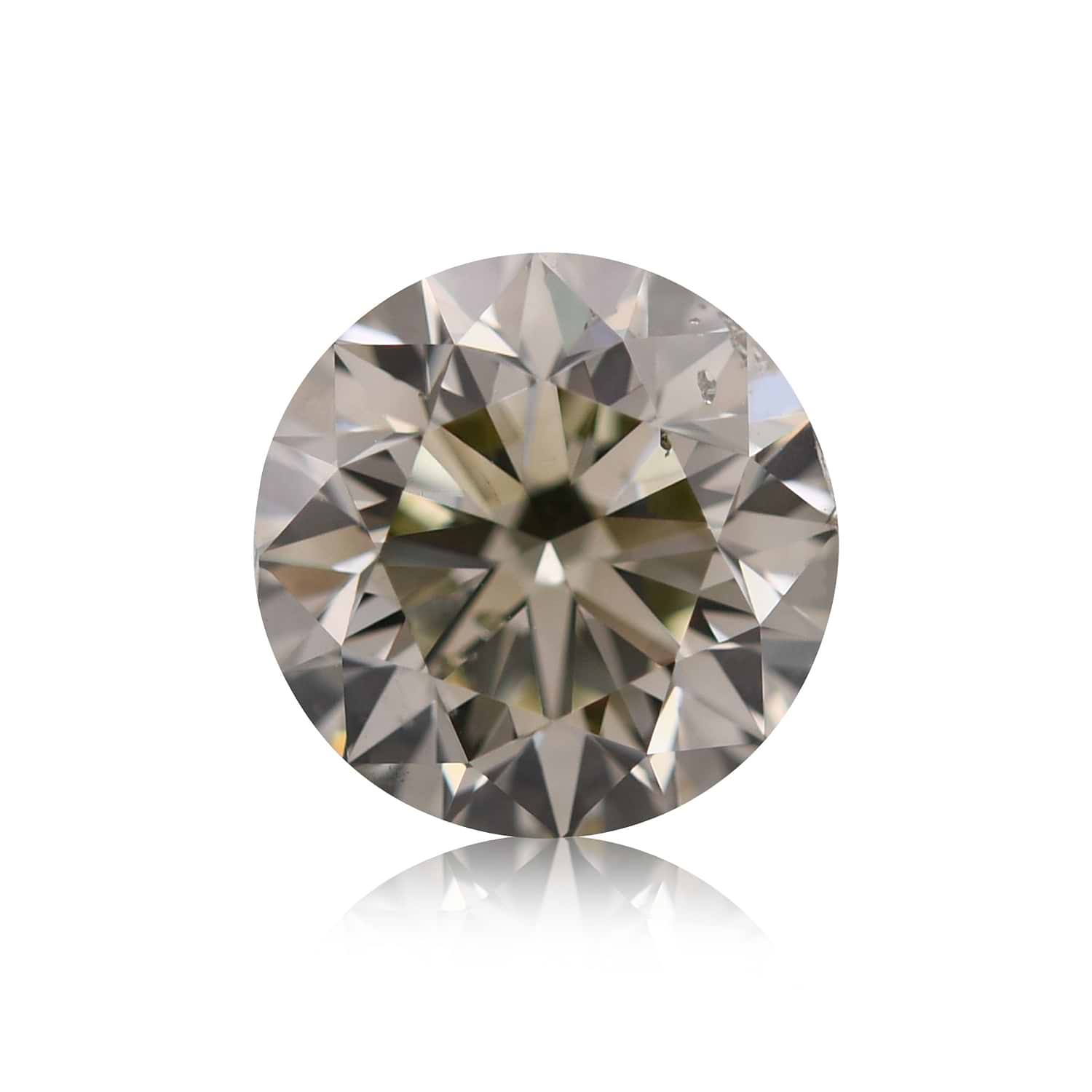 1.01 Carat Fancy Gray Yellowish Green Round Brillant Diamond SI2 GIA
