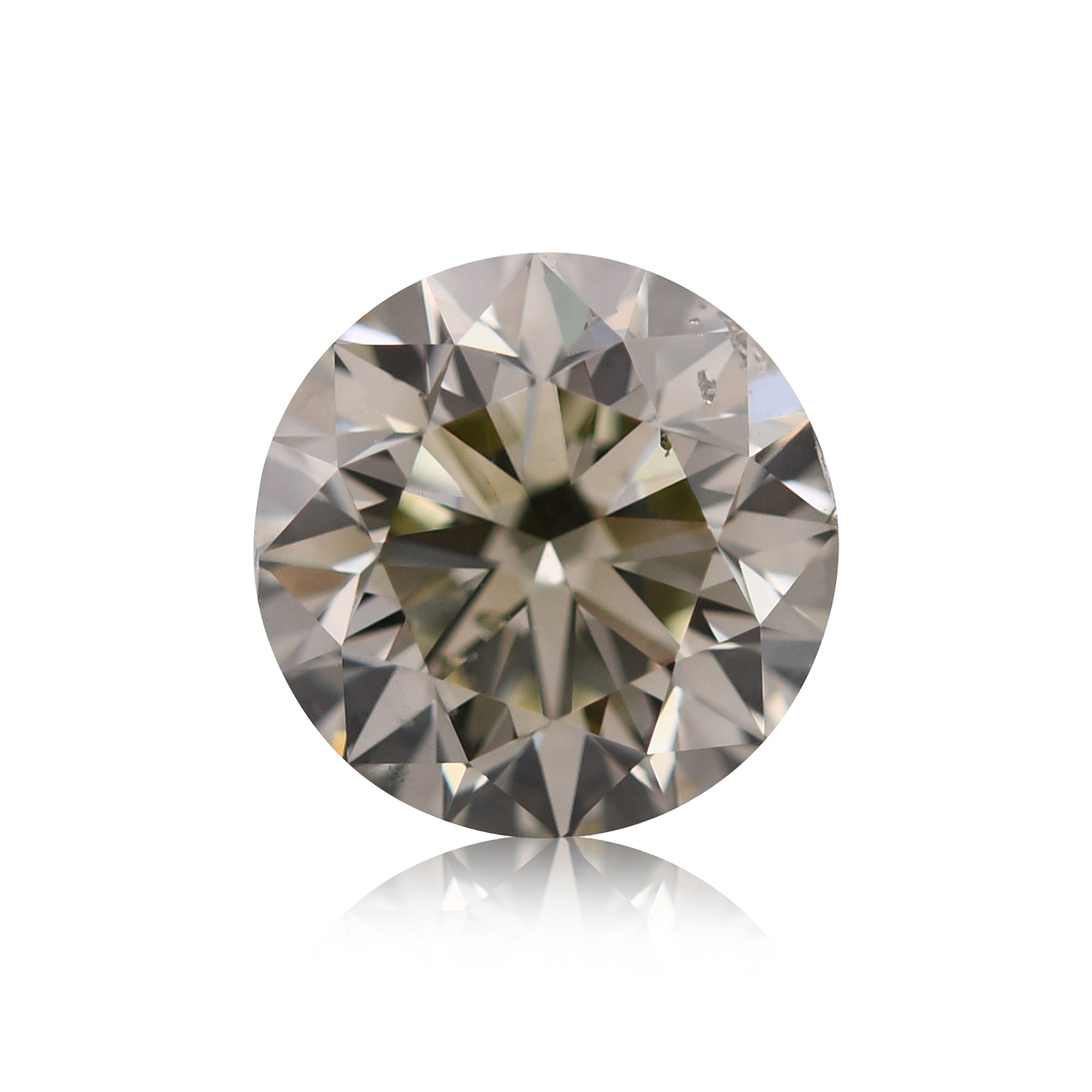 1.01 Carat Fancy Gray Yellowish Green Round Brillant Diamond SI2 GIA