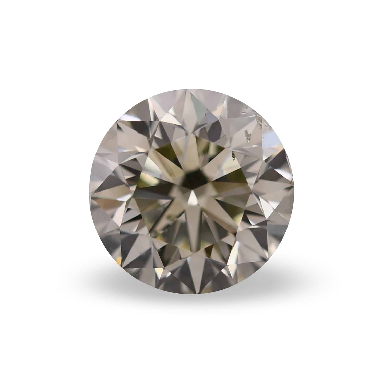 1.01 Carat Fancy Gray Yellowish Green Round Brillant Diamond SI2 GIA