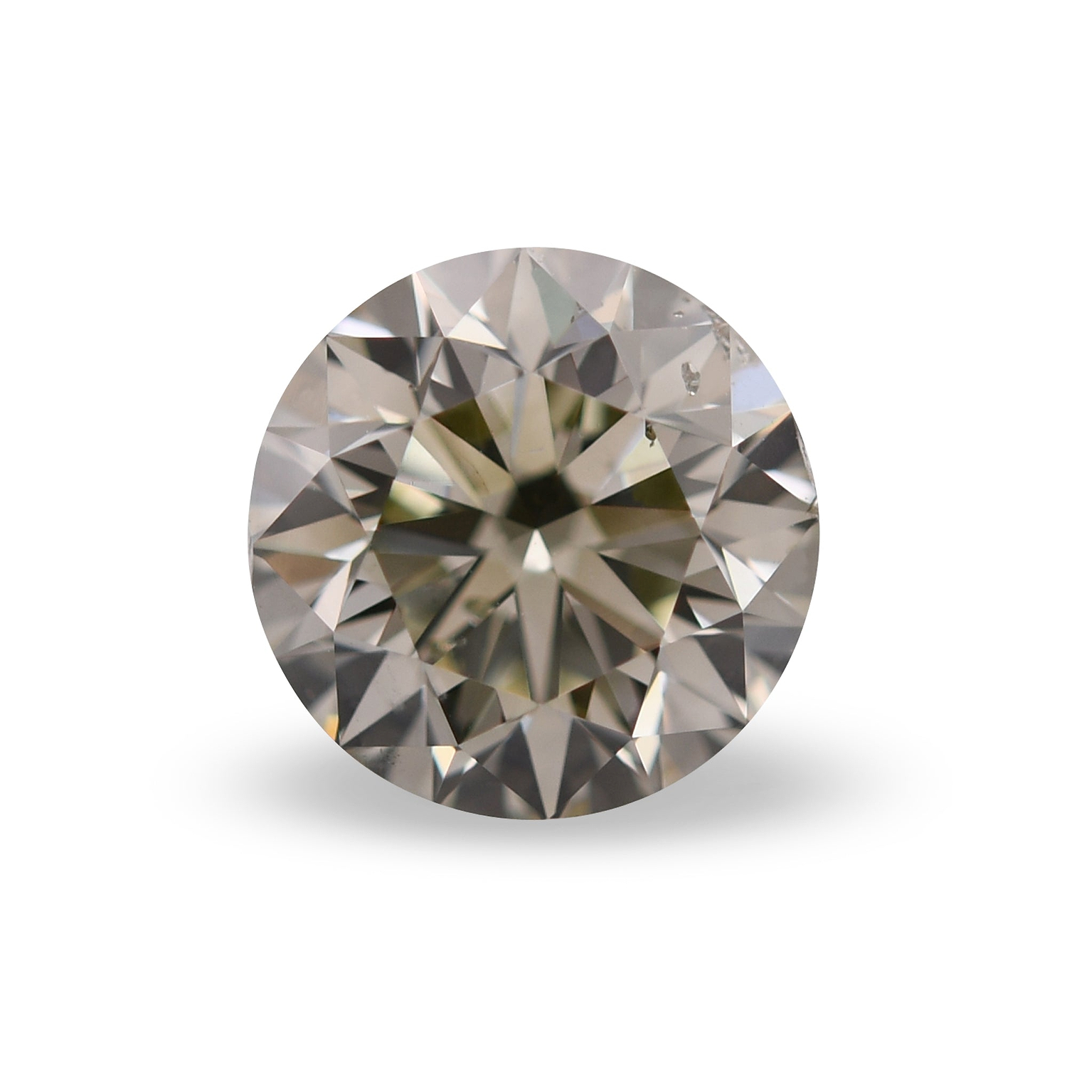 1.01 Carat Fancy Gray Yellowish Green Round Brillant Diamond SI2 GIA