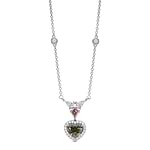 Chameleon Heart and Kite Diamond Halo Drop Pendant